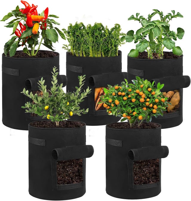 5 Pièces Sac de Culture de Pommes de Terre, 10 Gallons Sac de Plantation avec Fenêtre et Poignée, Sacs de Culture en Tissu Non Tissé Respirant