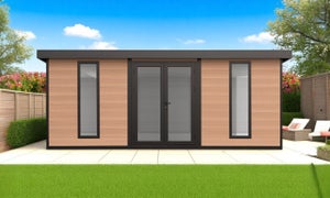 Abri à Bûches Extérieur Timbela M981 75x217 Cm - Bois SmartSide, Toit Bitumé, Rangement Outils - Couleur Terra Brown