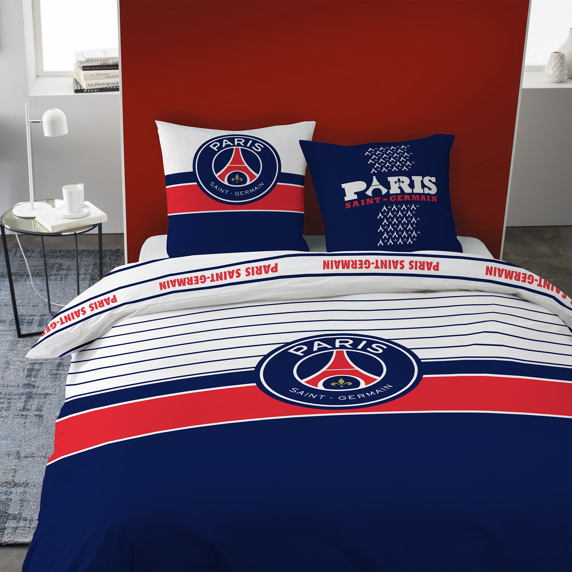 Parure de lit imprimée 100% coton, PSG LOGO - 5