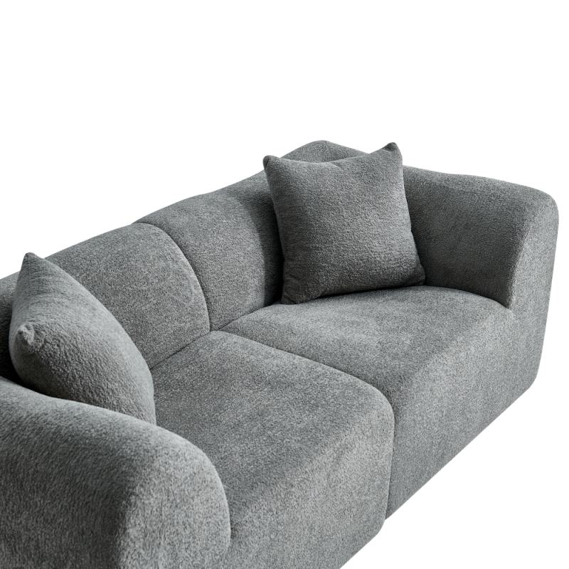 Divano 2 posti in velluto moderno con cuscini – Divano compatto per salotto, ufficio e appartamento – Design morbido per un comfort duraturo - 7