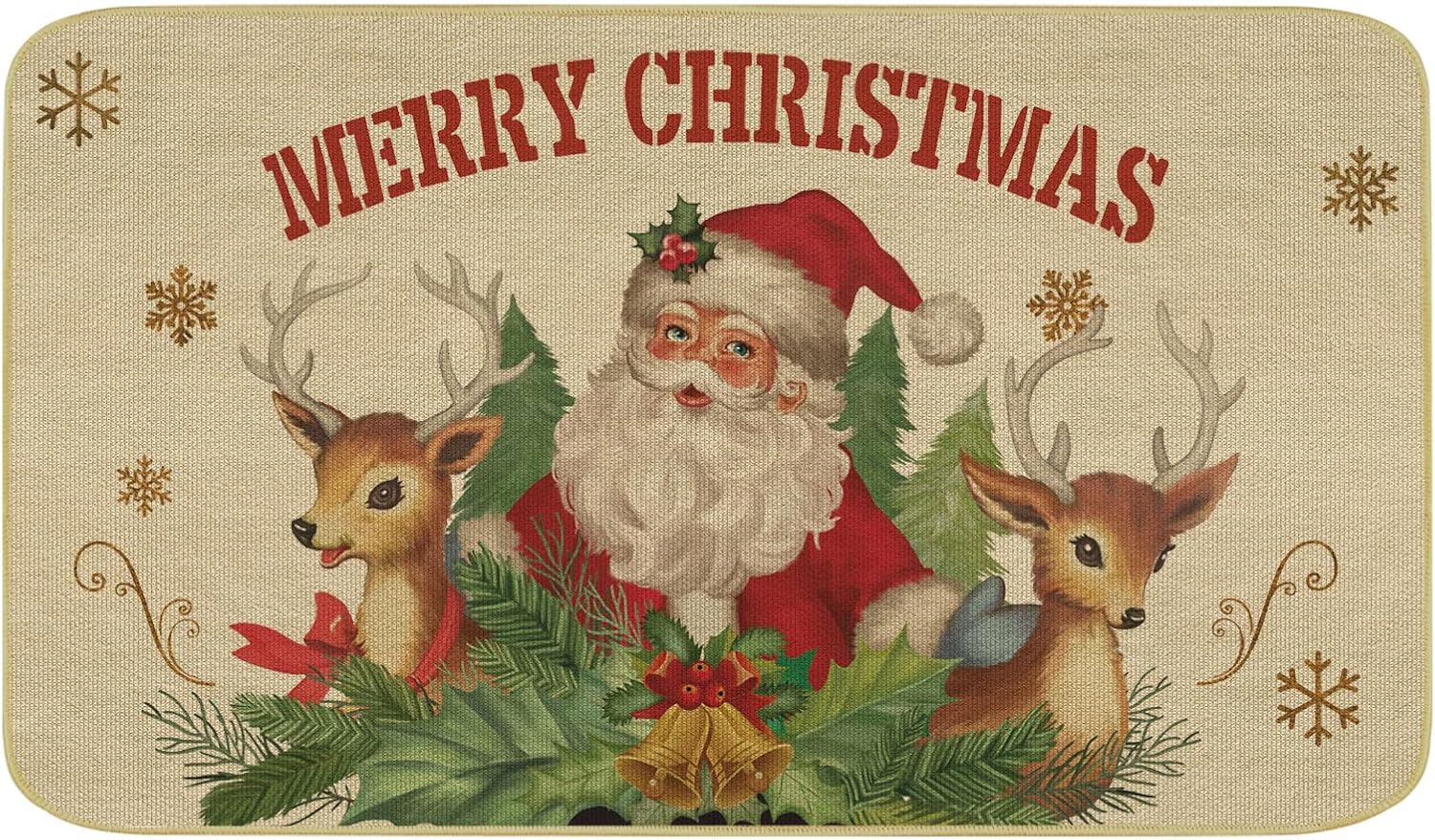 Mata podłogowa świąteczna 50 x 80 cm, wycieraczka świąteczna, wycieraczka z motywem Świętego Mikołaja, dekoracja świąteczna, mata wejściowa do przedpo