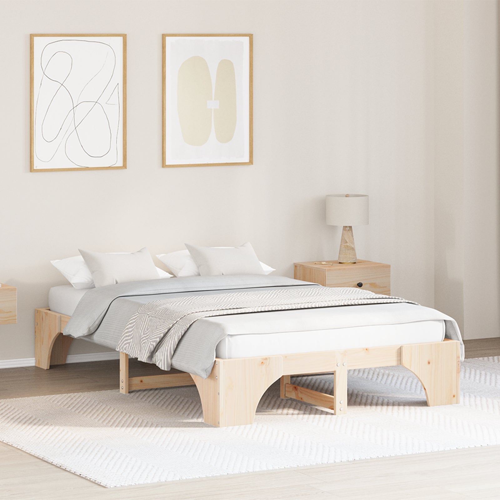 Ramka łóżka Naturalny 140 x 190 cm Lite drewno sosnowe vidaXL