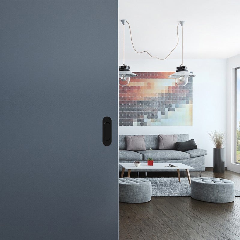 Lot de 2 poignées à encastrer ovales, acier finition noir - 3