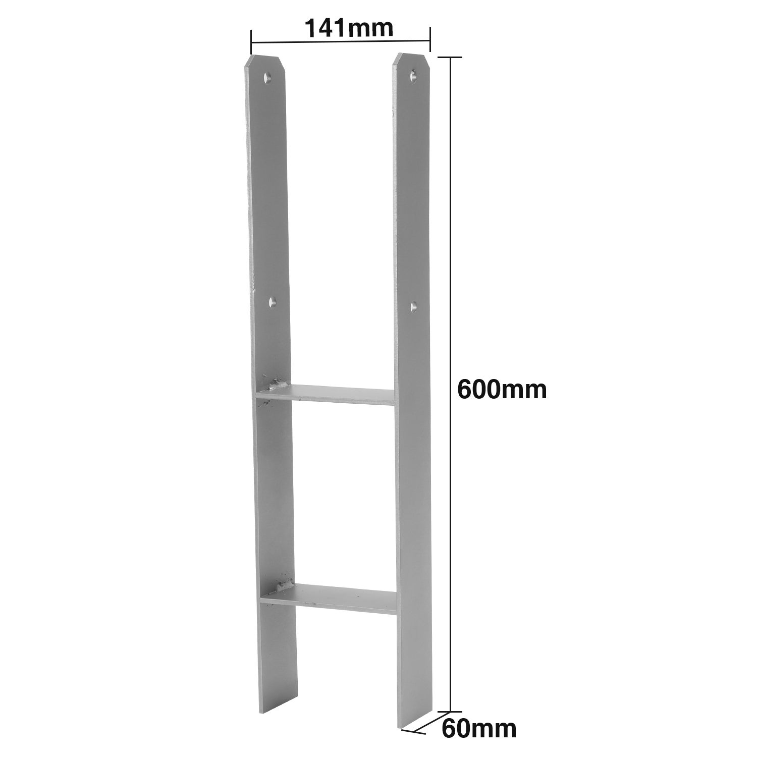 2x H Support de poteau H-ancre Patte de poteau Ancre de poteau Pied de poteau 141x600mm - 2