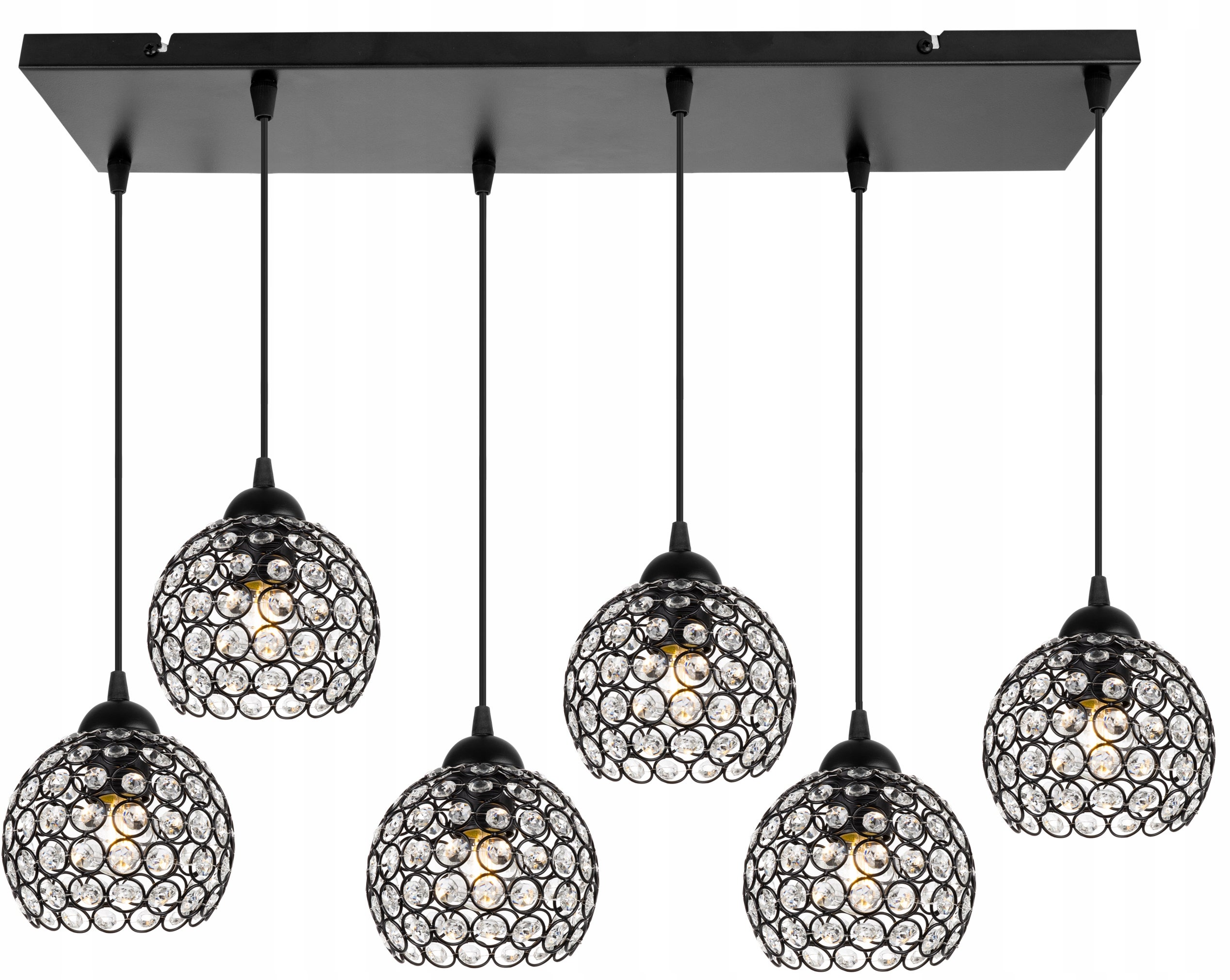 Lampa sufitowa wisząca modern Crystal 6xE27 klosz kula kryształowa grafitowa Light Home LH