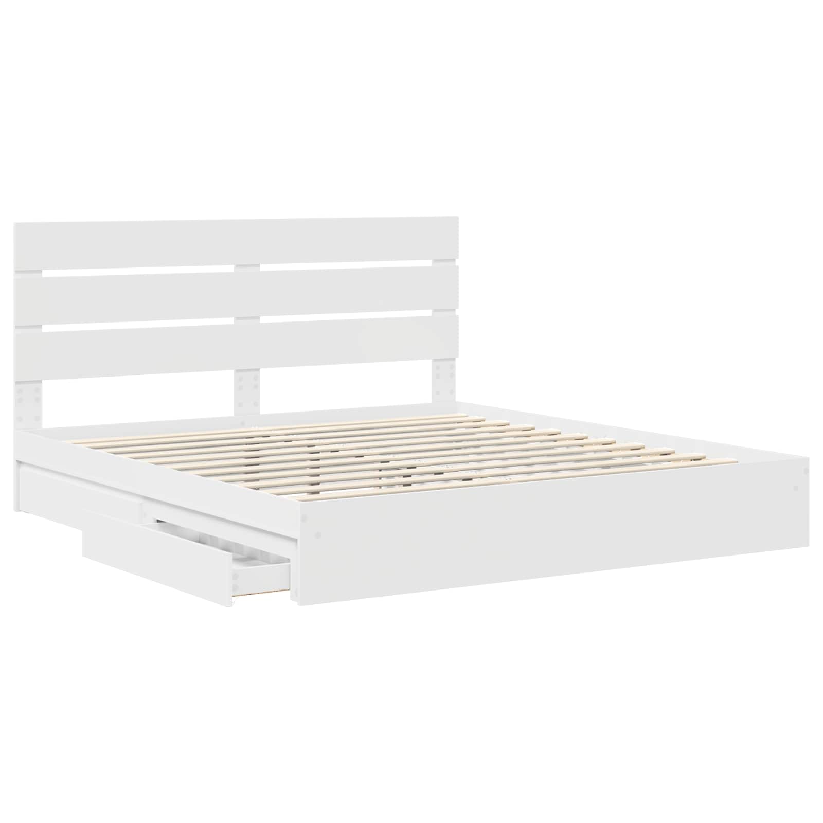 Lit de rangement blanc 180 x 200 cm panneau de bois - 5