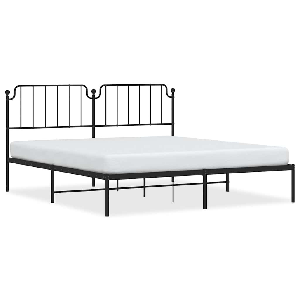 Łóżko Metalowe Czarne Rama Łóżka Ze Stelażem Do Sypialni Pokoju 183x213 cm