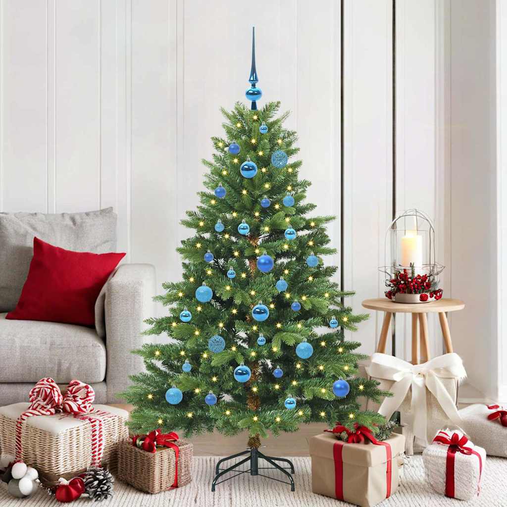 Sztuczna choinka z 150 diodami LED Zielony 150 cm PE i PVC