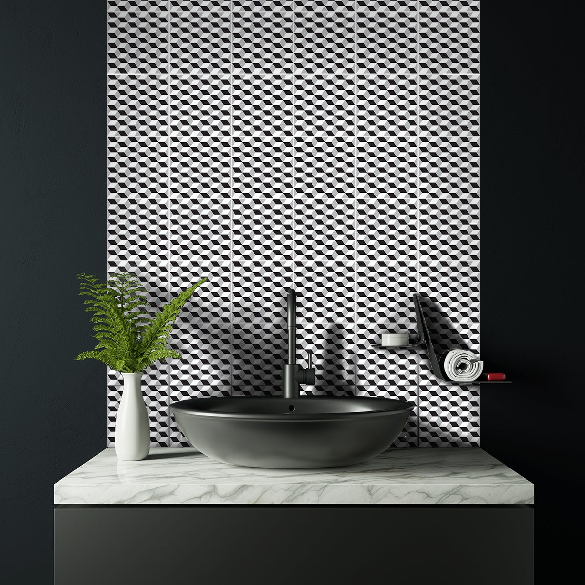 24 adesivi piastrelle di cemento geometrico Jalia - Sticker adesivo - adesivi murali - 24stickers20x20cm - 3