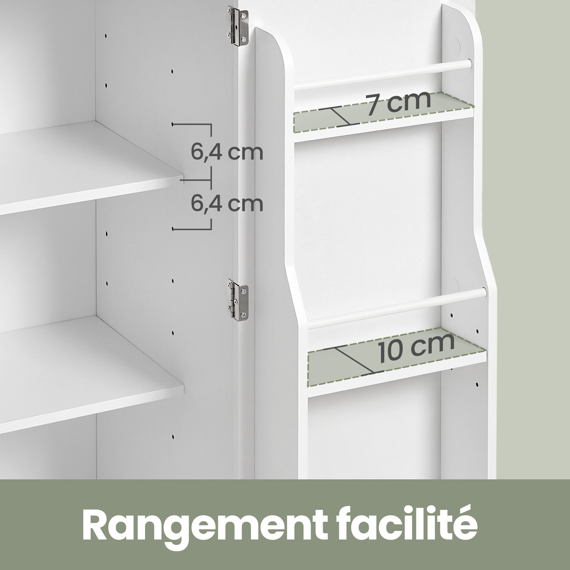 Armoire de Cuisine, Buffet avec Étagère Micro-ondes, 3 Portes, Plan de Travail, Compartiment Ouvert, Blanc - 4