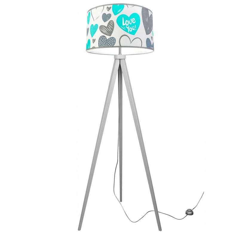 Lampa podłogowa stojąca trójnóg Koale 1xE27 abażur owalny niebieski Light Home LH