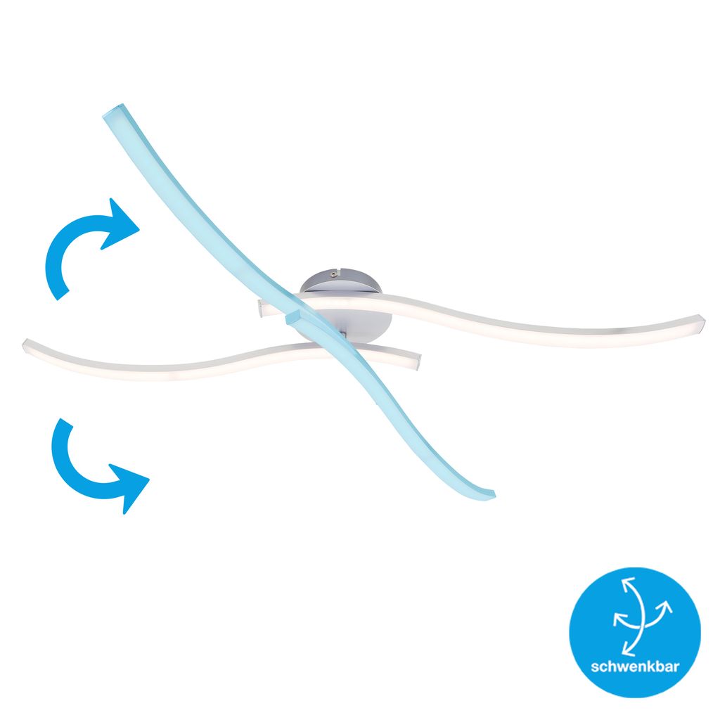 Plafonnier LED BRILONER LEUCHTEN GO, 9 W, 700 lm, IP20, couleur aluminium, métal-plastique, 78,2 x 12 x 11 cm - 2
