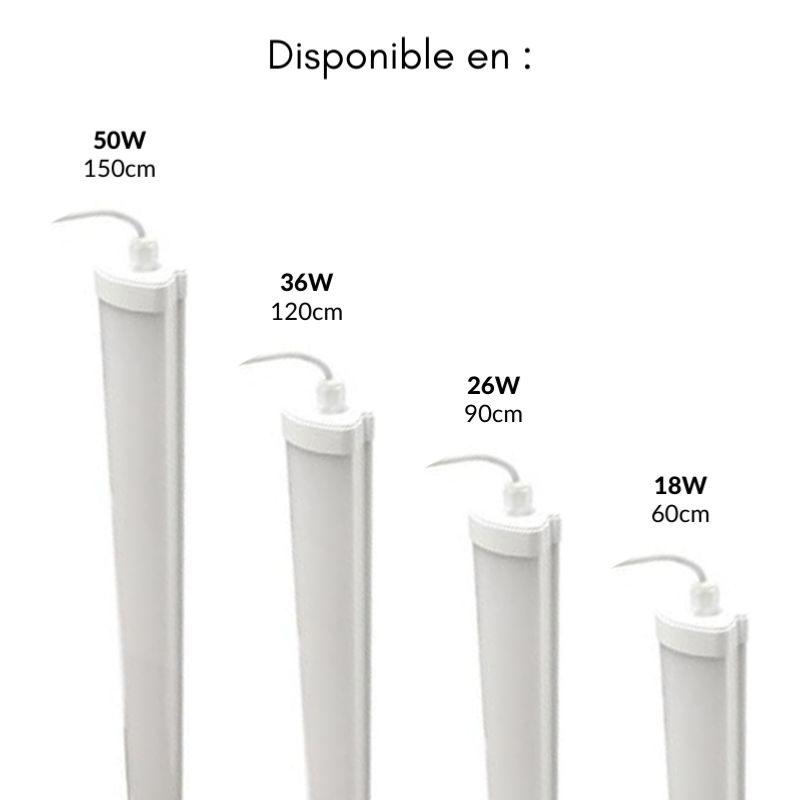 Réglette LED étanche 150cm 50W IP65 - Blanc Froid 6000K - 8000K - SILAMP - 5