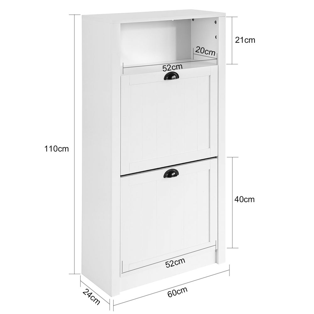 Sapateira com 2 portas basculantes Sapateira estreita Organizador de sapatos Branco 60 x 24 x 110 cm FSR87-K-W SoBuy PT - 3