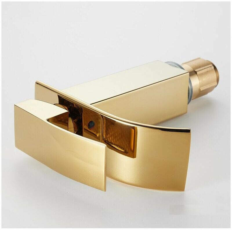 Robinet Robinet monotrou pour bassin chaud et froid de luxe Robinet cascade doré (court) - 5