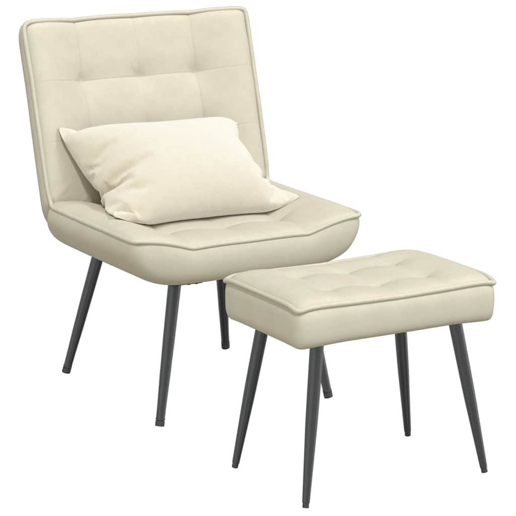 Maison exclusive - sillón de relax con taburete terciopelo crema