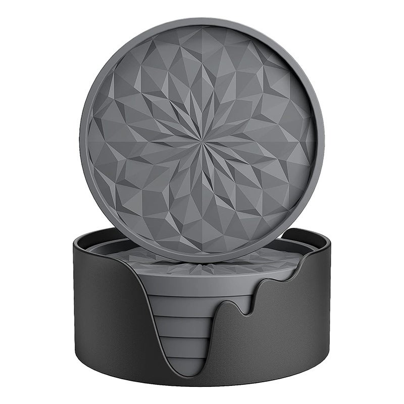 Szare silikonowe podstawki, wymiary 10*10*0,65 cm, zestaw 6 sztuk z podstawkami pod kieliszki do napojów i wina.