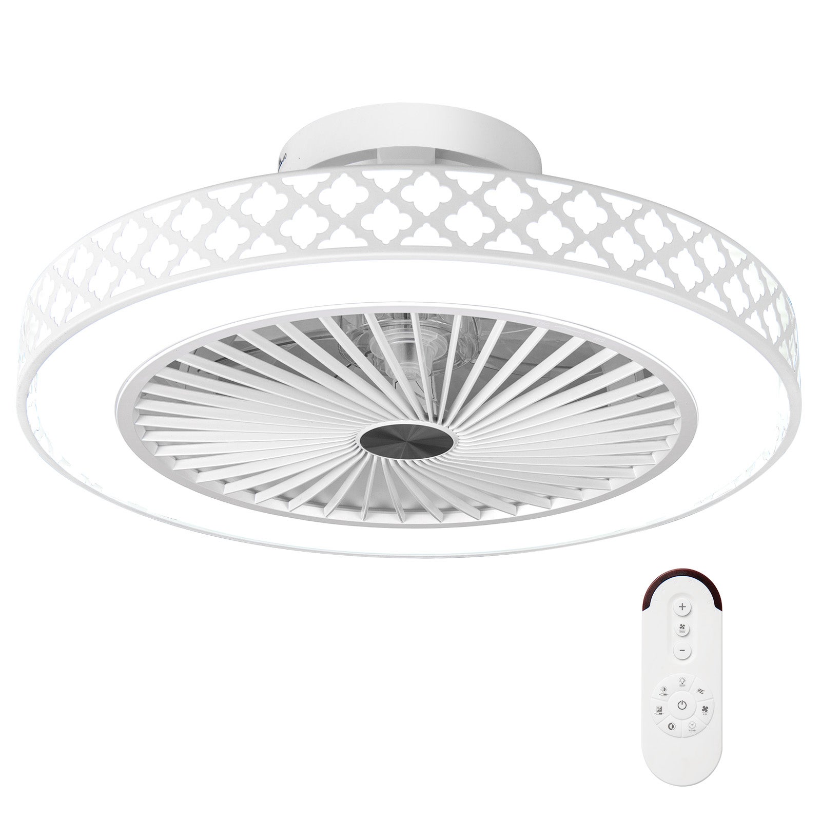 GaoHX Ventilatore A Soffitto Con Lampada LED Dimmerabile - Silenzioso, Telecomando, 6 Velocità, 3 Colori Luce, Funzione Estate/Inverno, 52 Cm, Nero