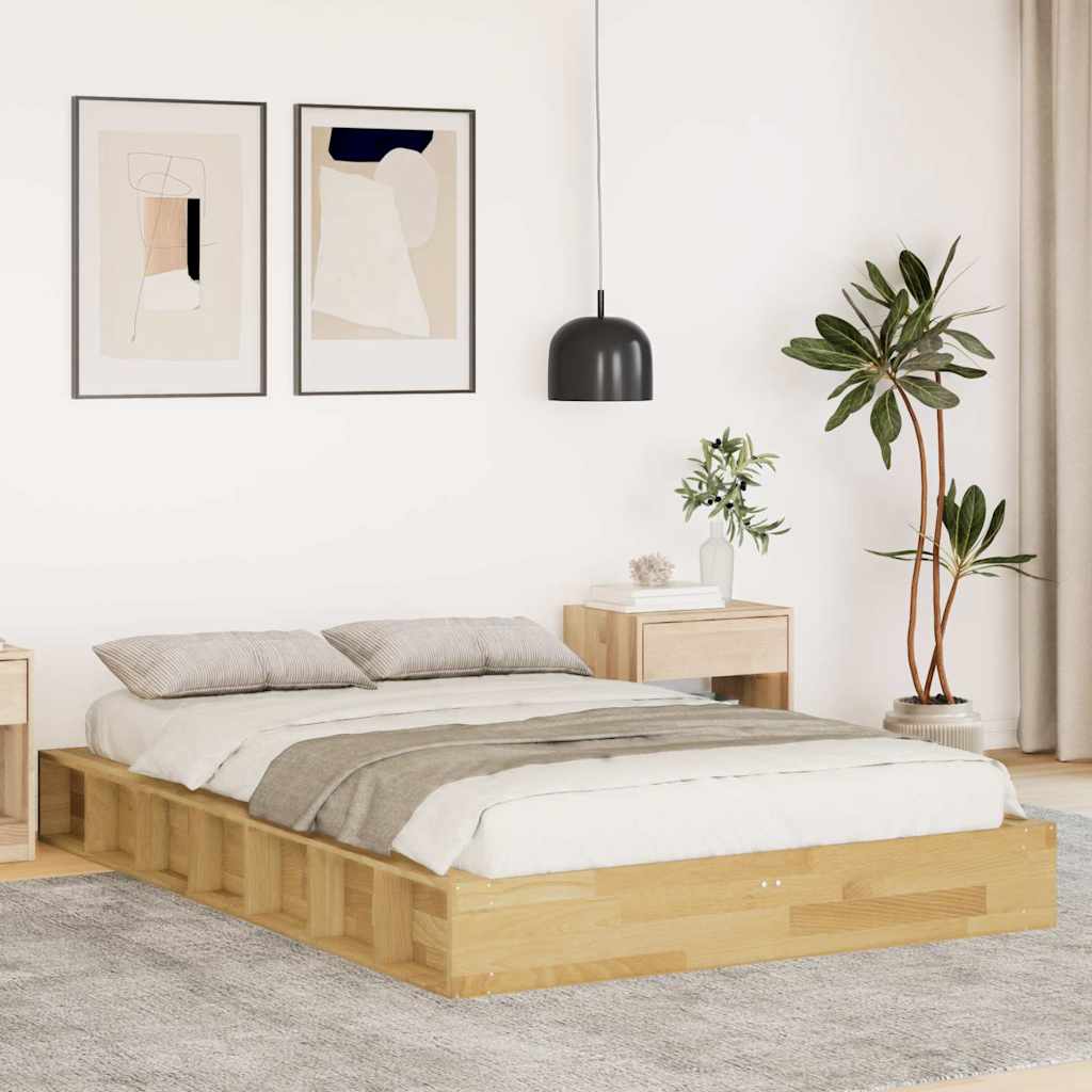 Rama łóżka bez materaca 120x190 cm lite drewno dąb vidaXL