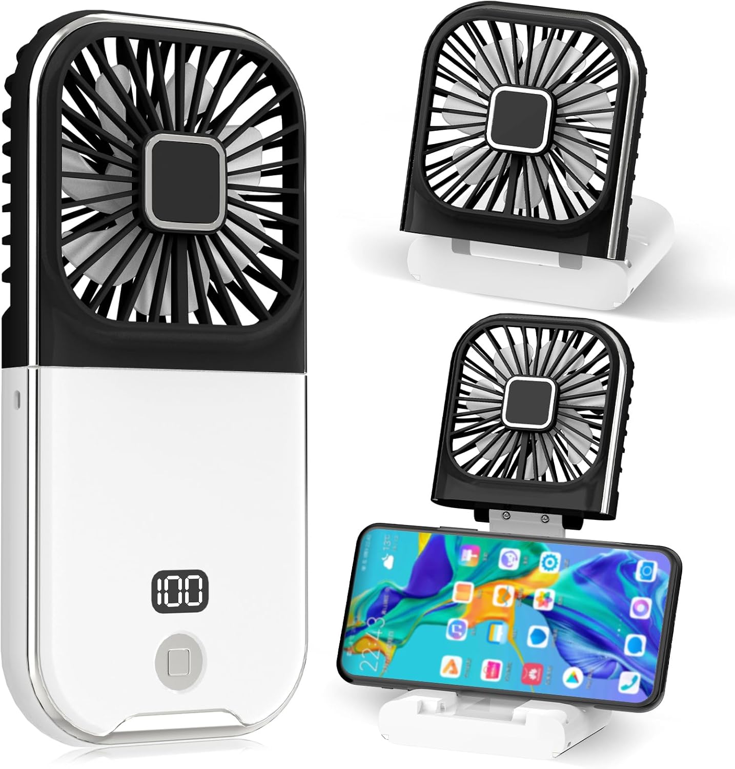 Mały wentylator przenośny, ładowany przez USB, cichy, do biura, domu, na zewnątrz i do spania (czarny)