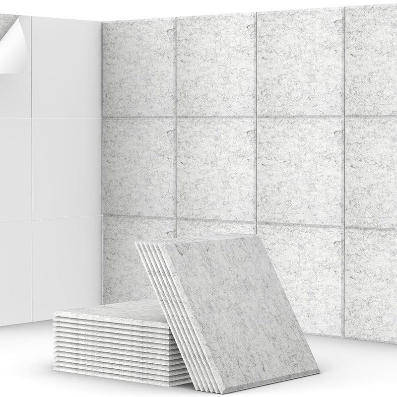 Panele ścienne dźwiękochłonne, samoprzylepne panele dźwiękochłonne, odpowiednie do biur, sypialni, salonów, 18 sztuk, jasnoszary