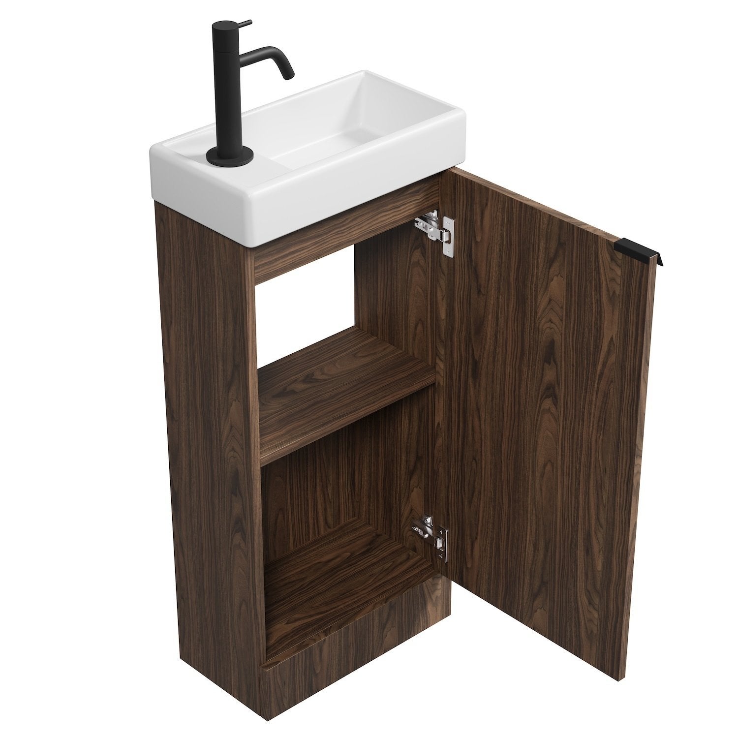 Meuble Lave-mains Orion 40 x 22 cm - Brun noyer - Meuble lavabo avec vasque - 3