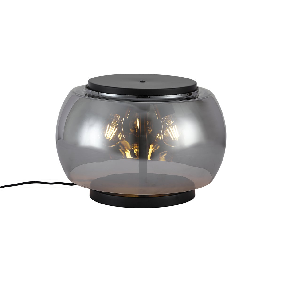 Designerska lampa stołowa czarna z przydymionym szkłem 3-źródła światła - Bino