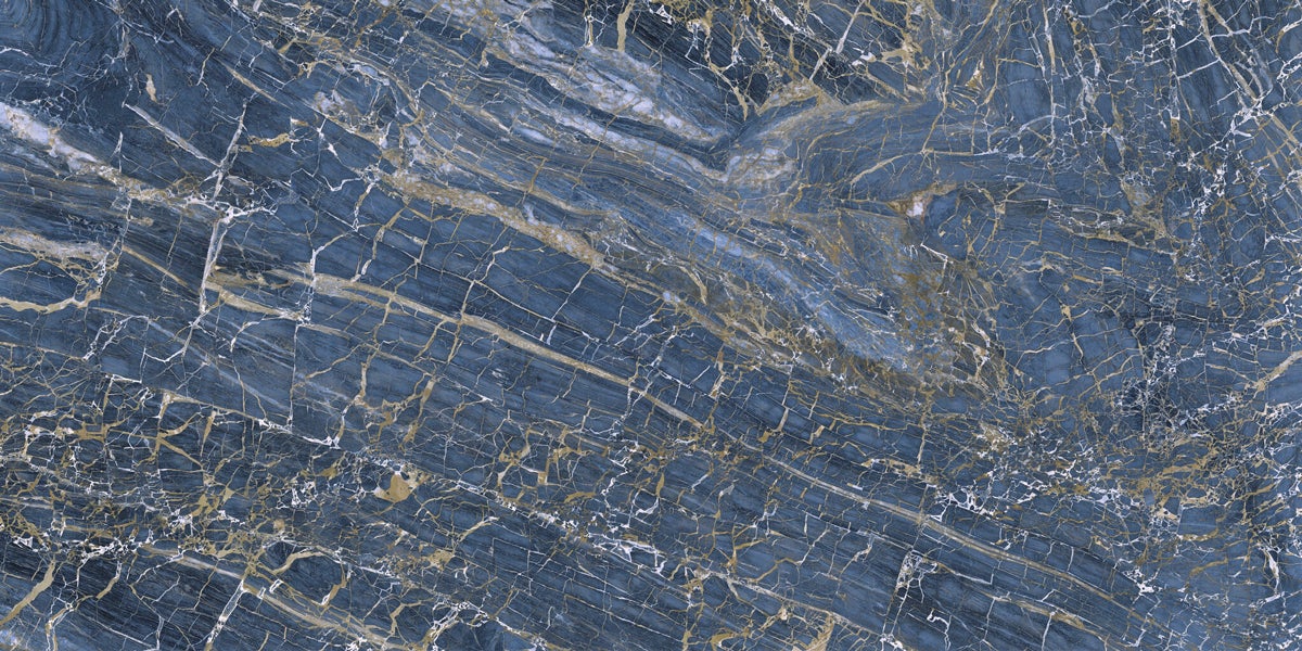 Carrelage sol et mur effet marbre brillant Hotel luxe bleu poli 60x120 cm - Réflex boutique - 2