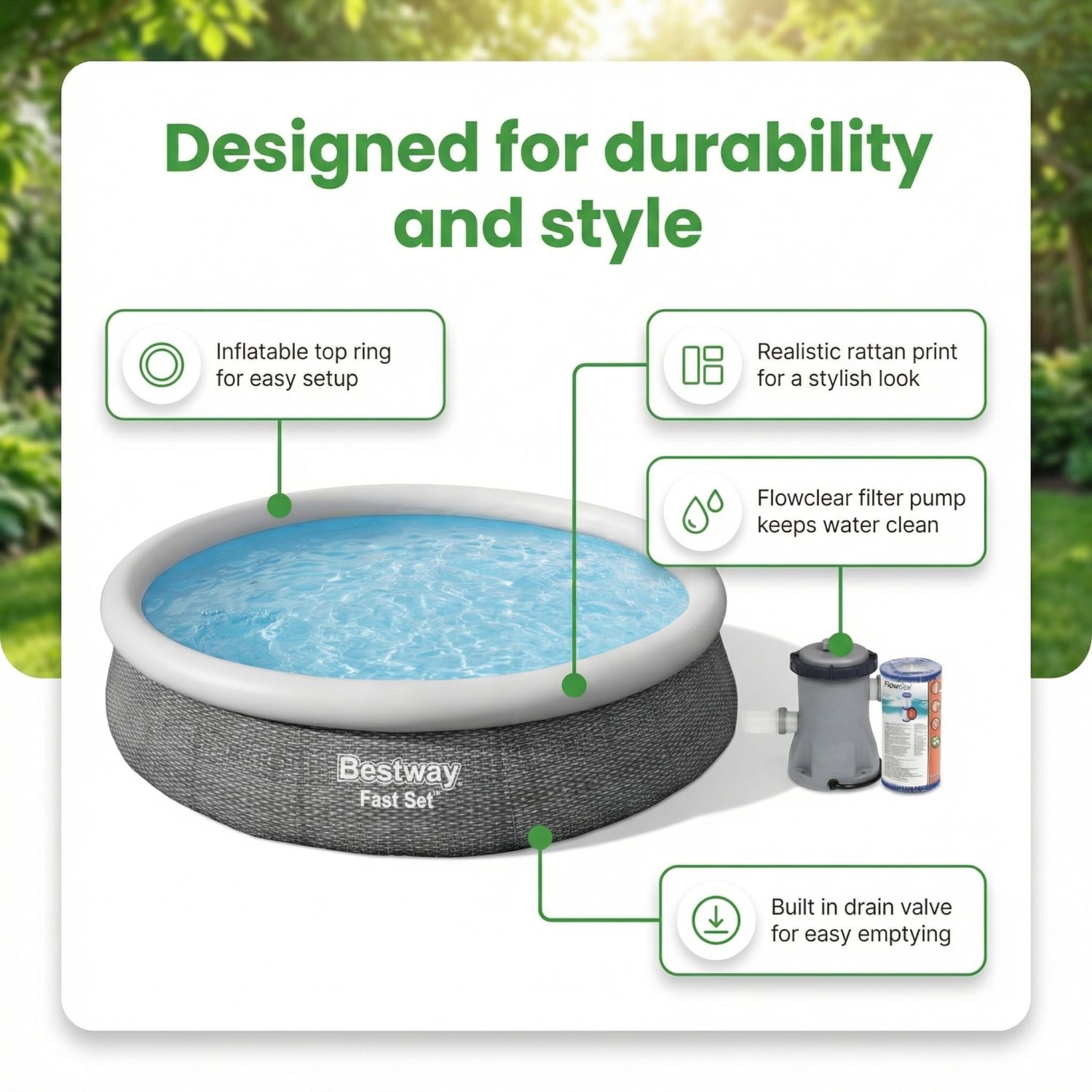 Bestway Piscina Bestway Fast Set Redonda - 366x76 cm - 7-peças S235 ...