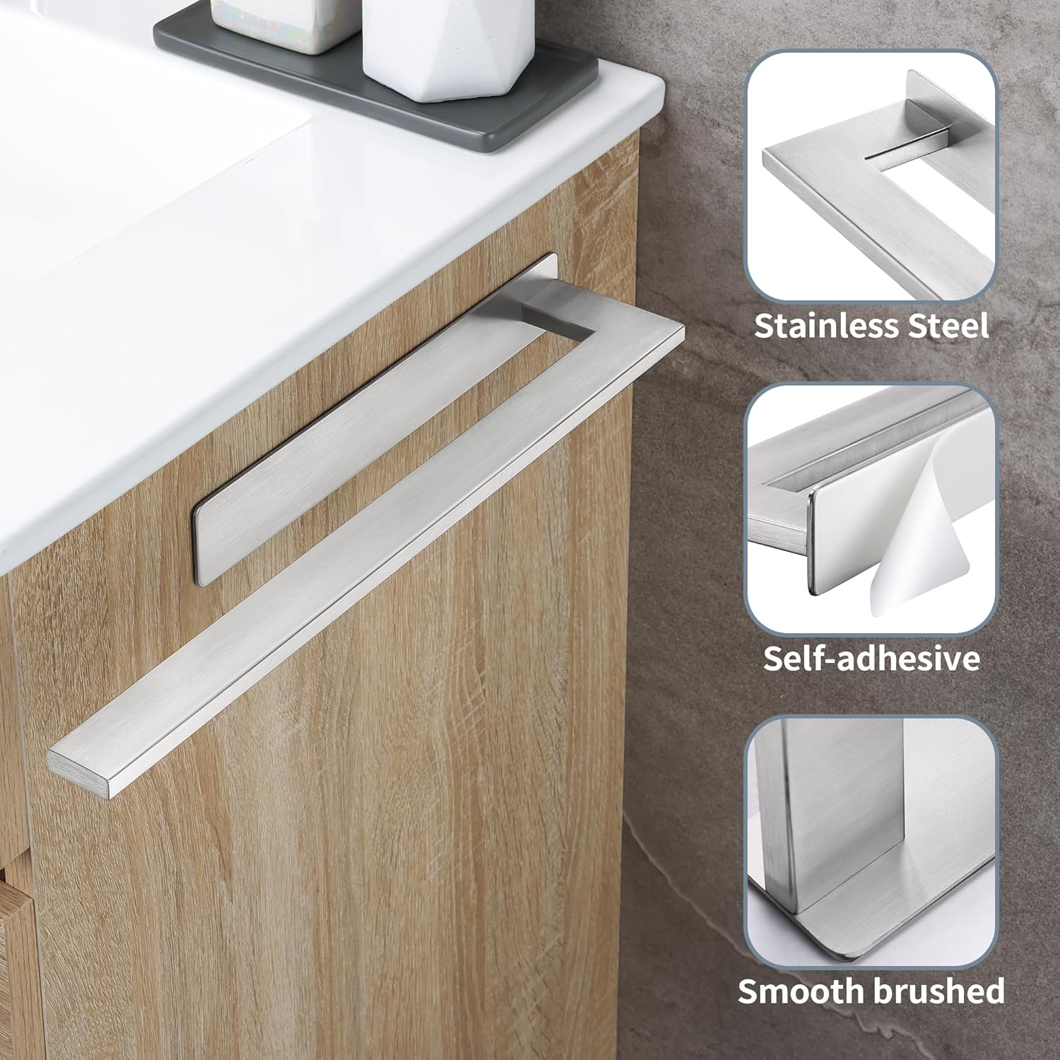 Set 5 Porta Asciugamani DDF IohEF Senza Foratura, Ganci Adesivi In Acciaio Inox 304 Con Cuscinetti 3M, Per Bagno E Cucina, Fino A 4kg Di Carico