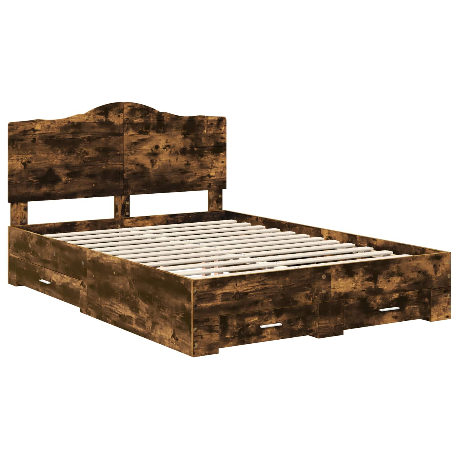 Cadre de lit chêne fumé en panneau de bois, pour la chambre, 140 × 190 cm - 4