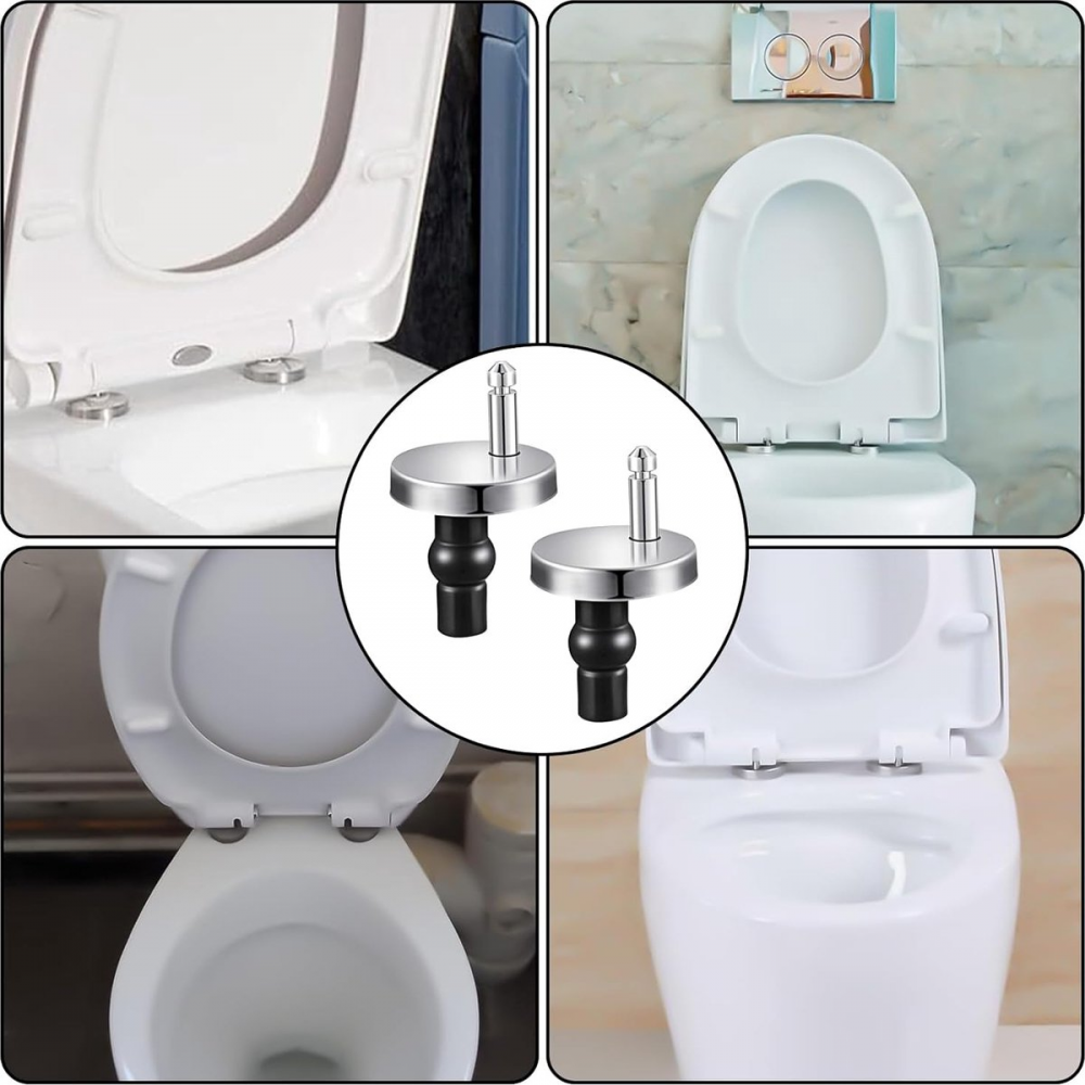 Ensemble de charnières universelles pour abattant WC - Acier inoxydable - Charnières de remplacement pour abattant WC - 8