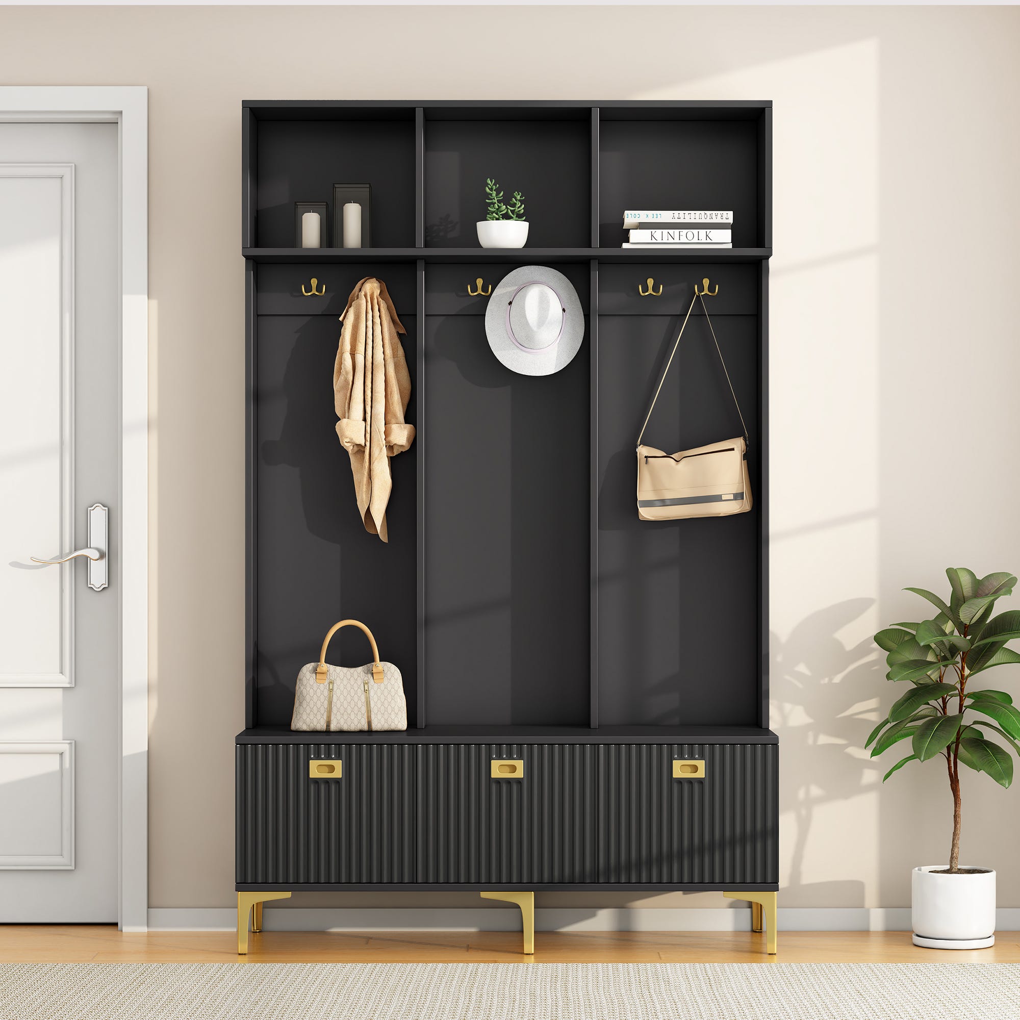 Vestiaire d'entrée moderne - avec porte-manteau et rangements à ...