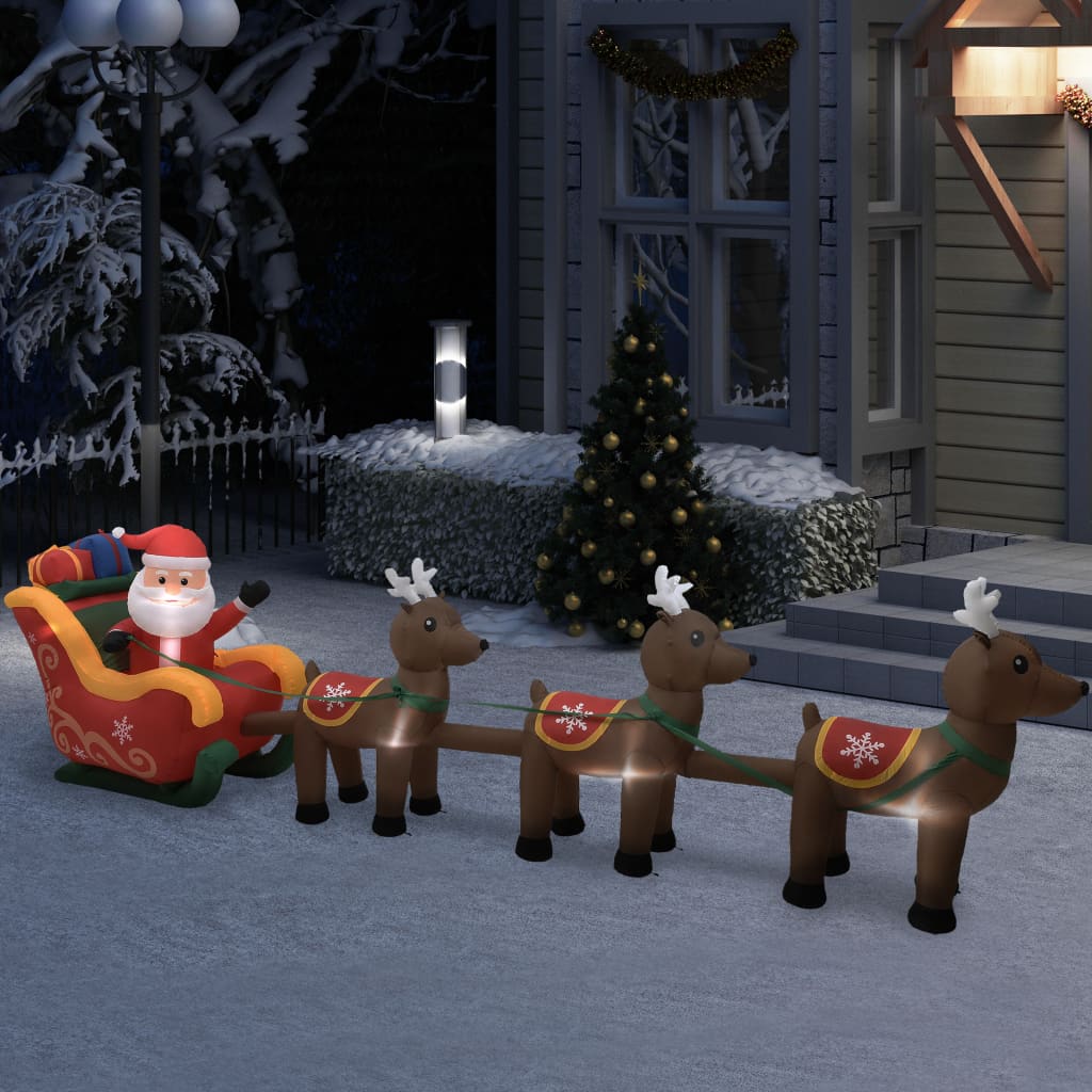 Maison exclusive - adorno inflable de navidad papá noel y renos led 490 cm
