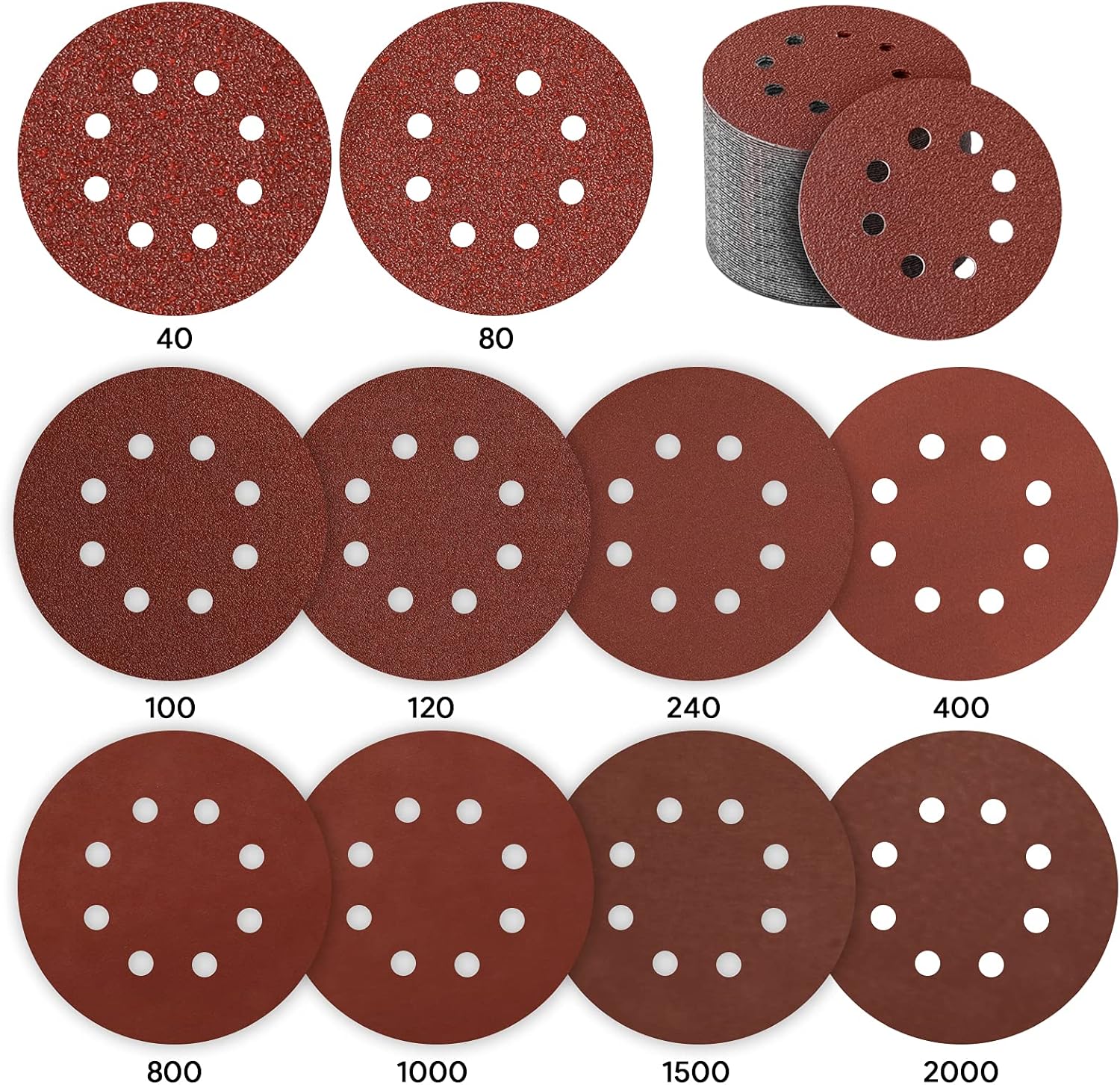 Disque de Ponçage, 80 Pièces Disque a Poncer 125mm Papier 10 * P40 ...