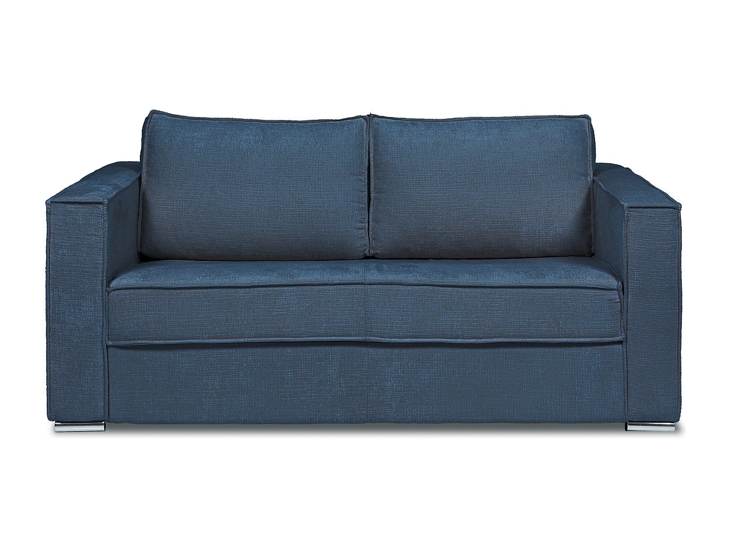 Kanapa 3-osobowa rozkładana z niebieską szenilową tapicerką - Miejsce do spania z szerokimi listewkami 140 cm - Materac 14 cm - LORETO