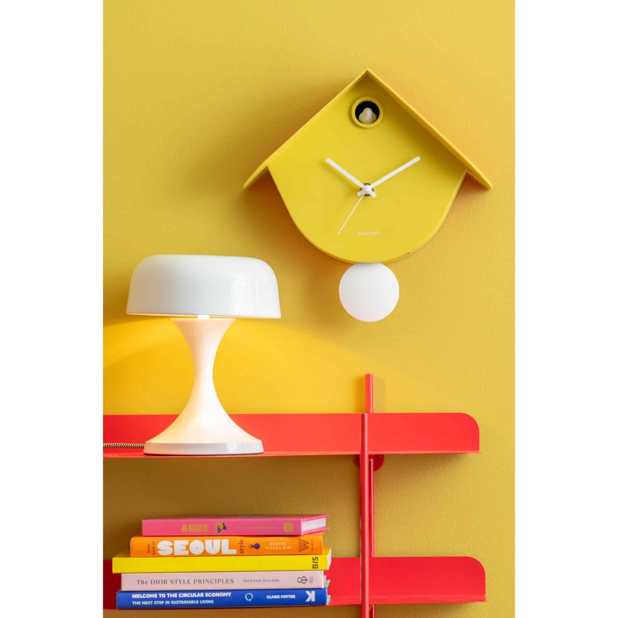 Horloge murale Cool Retro - Jaune doré - 7.5x25.5x25.8cm - Karlsson - 2