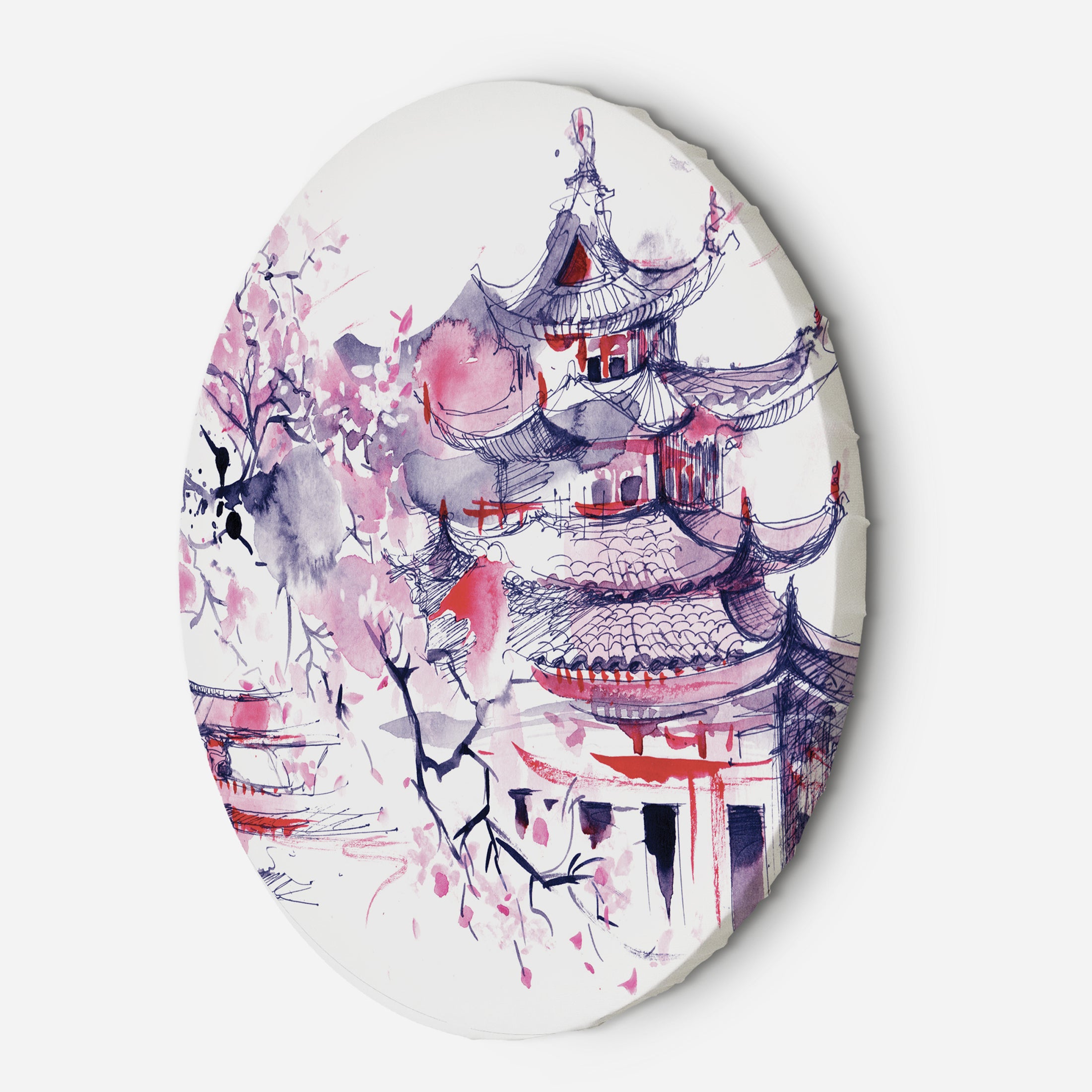 Okrągly obraz, Japonia akwarela 40x40