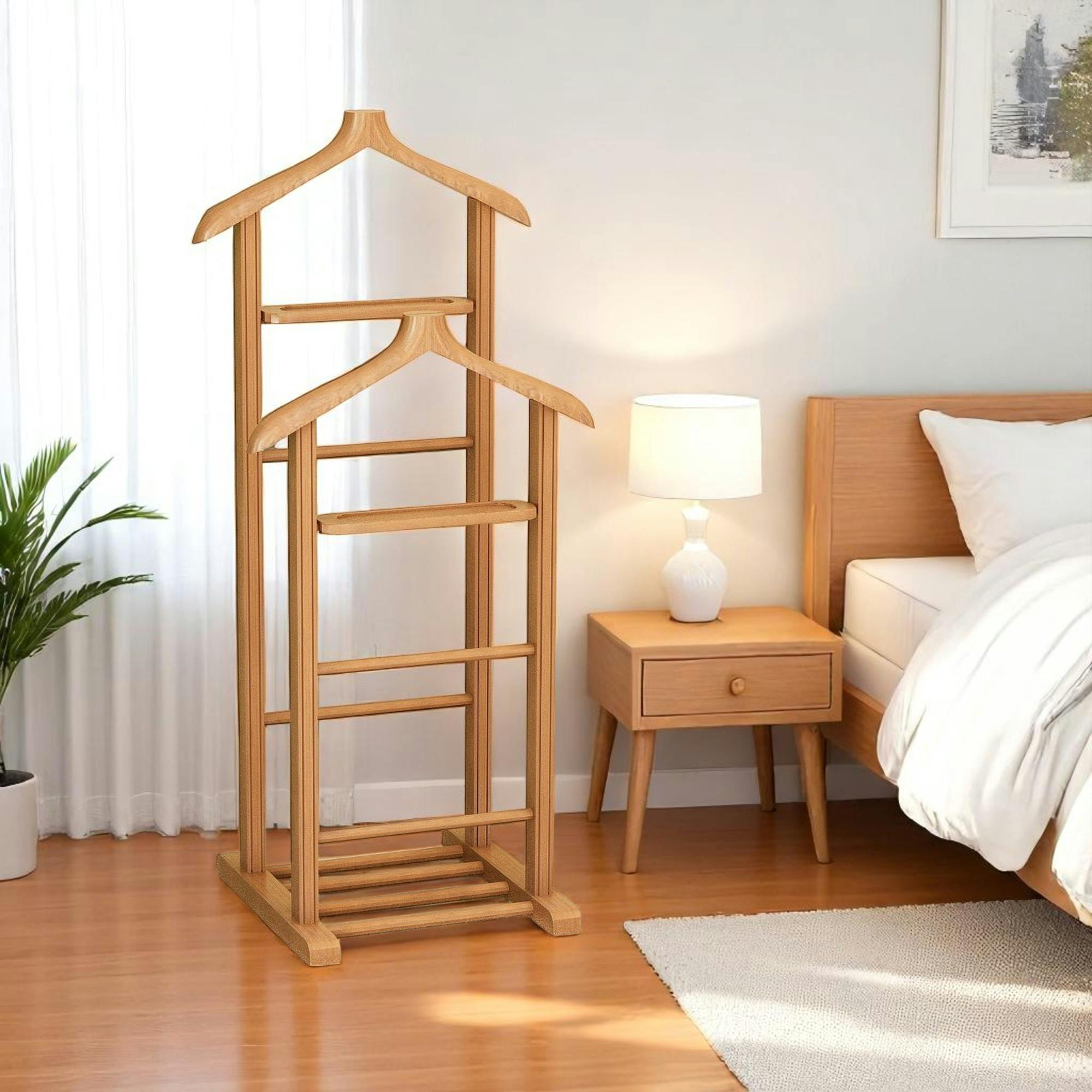 Valet De Chambre En Bois Veoh Paris Prix - Blanc 102cm - Neuf
