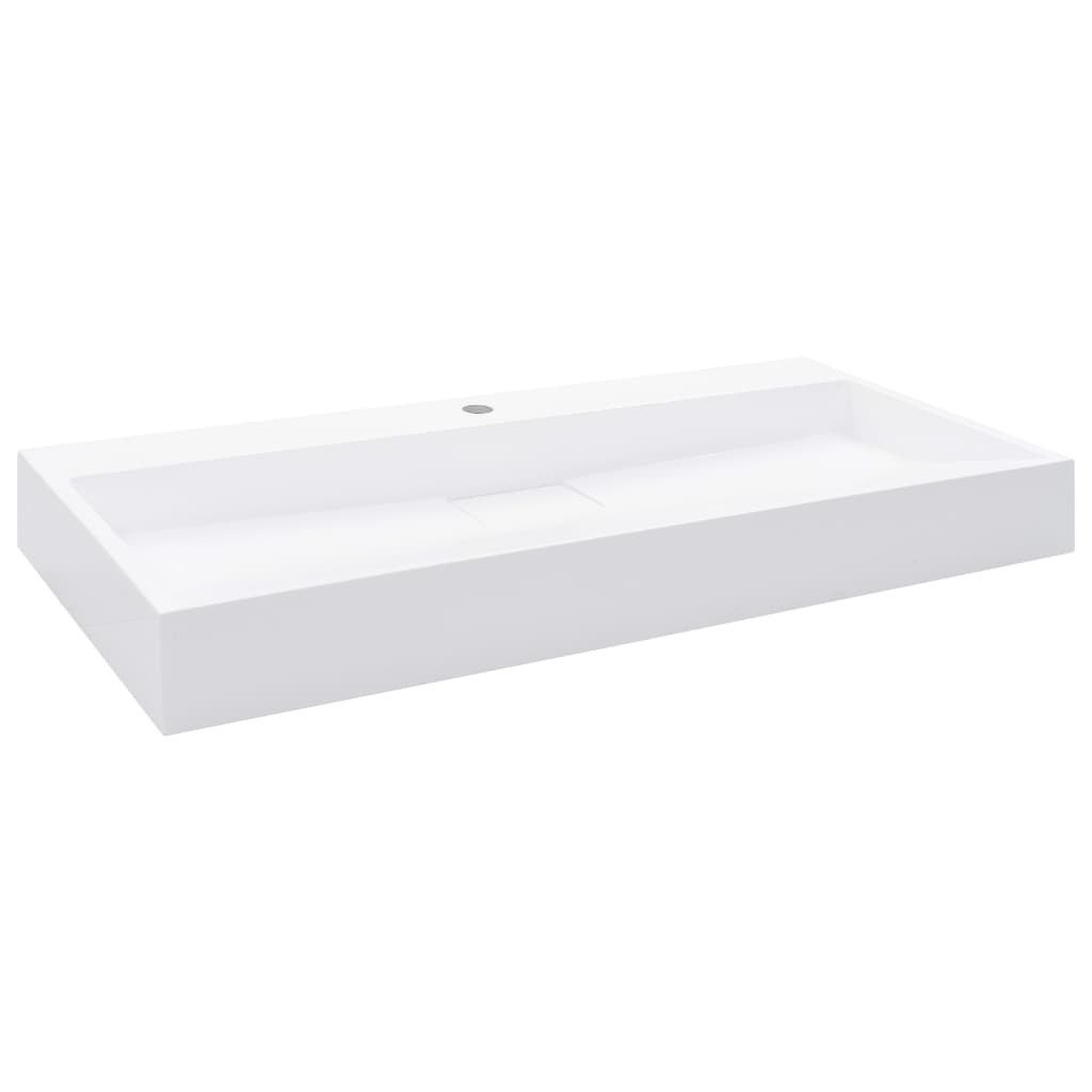 Lavabo De Resina SMC Blanco SARPOSA - 40x22 Cm, Empotrado, Moderno, Ideal Para Muebles De Baño Contemporáneos