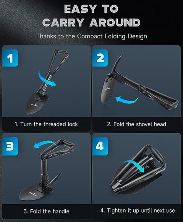 Pelle de Camping pliante avec pic, outil de creusement de pelle Portable pour la randonnée, hors route, Camping, jardinage - 4