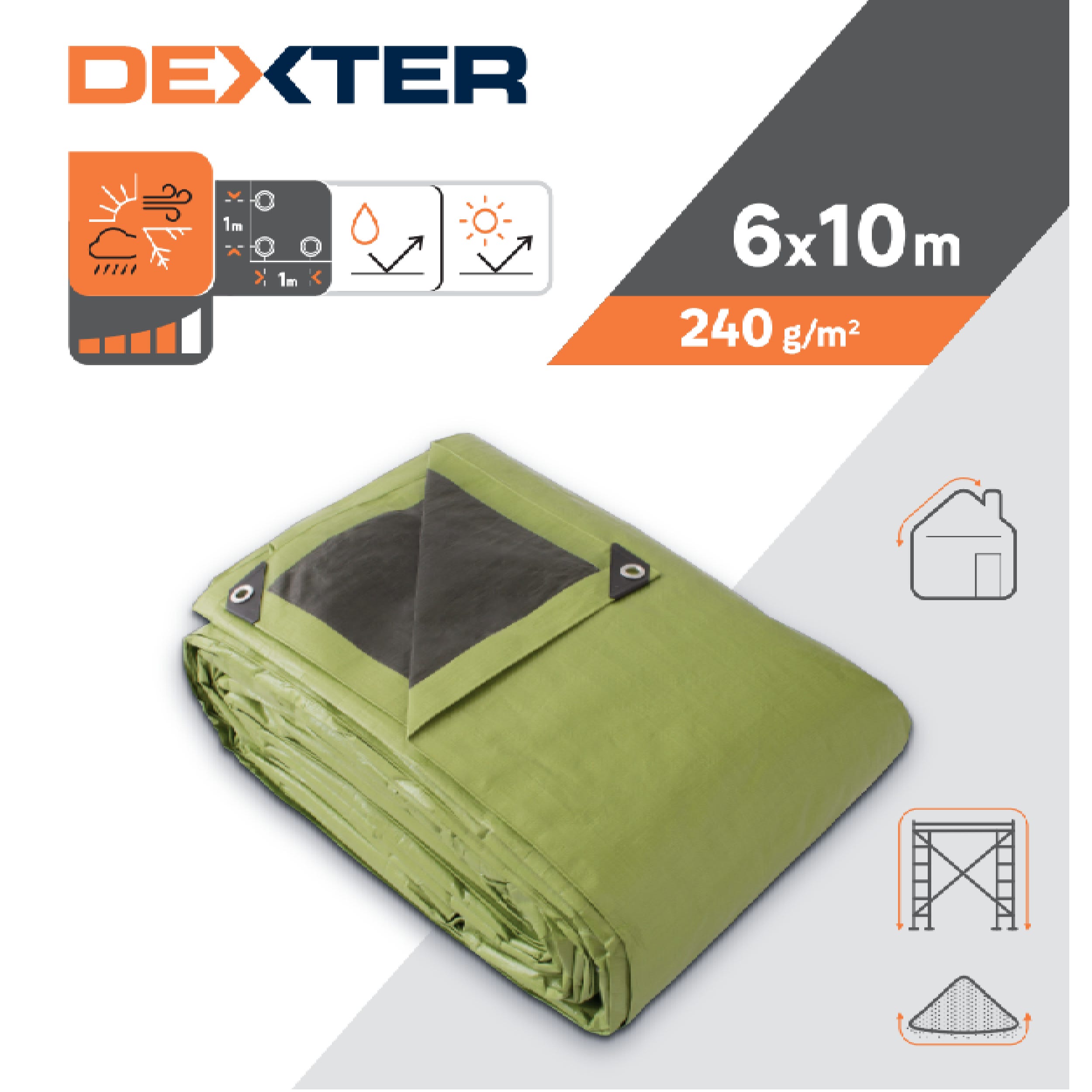 Telo DEXTER giallo 240gr/m² con occhielli 10MX6M - 2