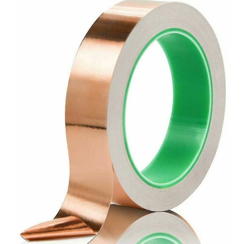 Różne taśmy klejące, taśma miedziana przeciw ślimakom z przewodzącym klejem - rolka 30 mm x 25 m - ekranowanie EMI, witraże, gitara