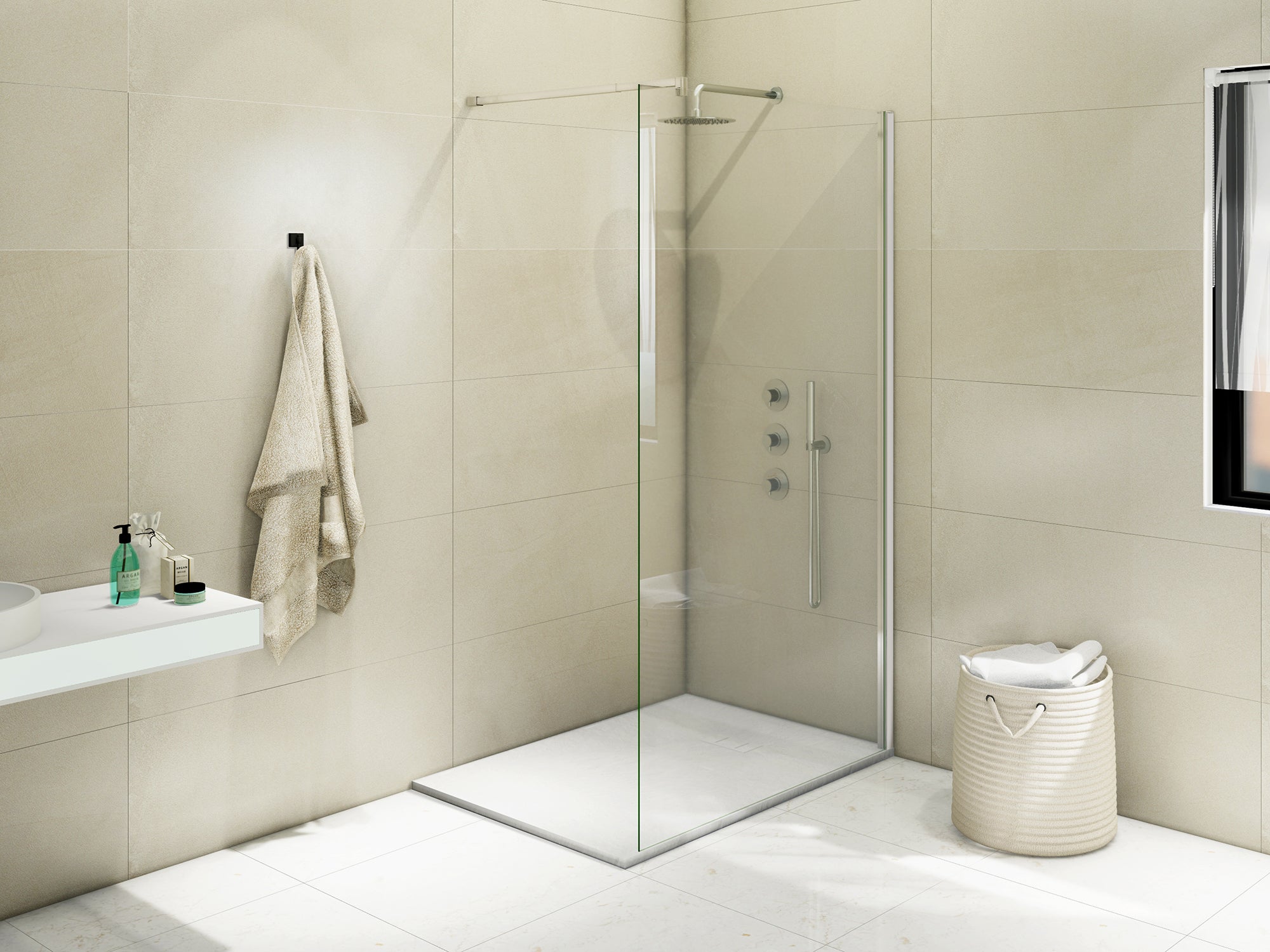 NALA - Receveur de douche SMC en fibre de verre effet pierre avec bonde inclus H. 2,6 cm 80 x 150 Blanche - 2