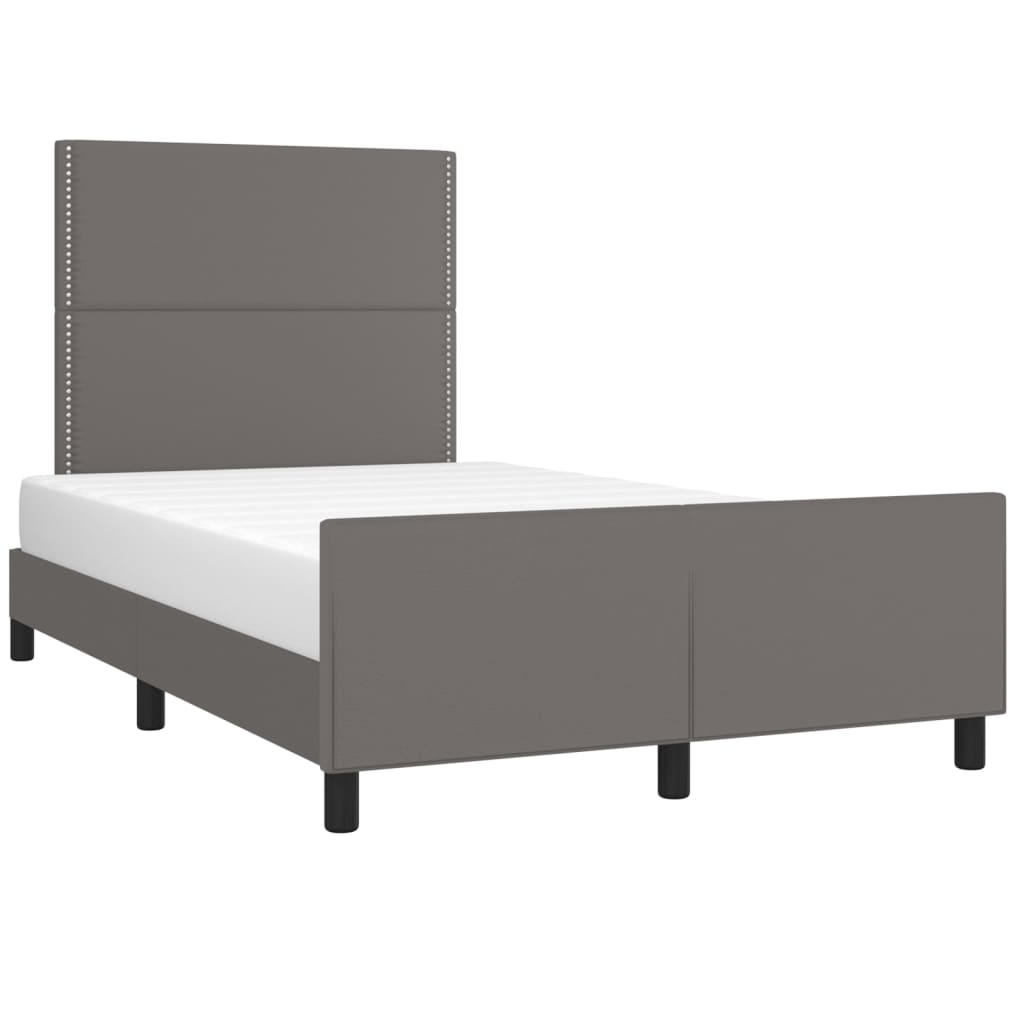 Cadre de lit sans matelas gris en similicuir, pour la chambre, 120 × 200 cm - 3