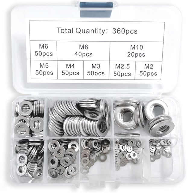 Lot de 80 rondelles 5 mm plates et dentelées acier zingué