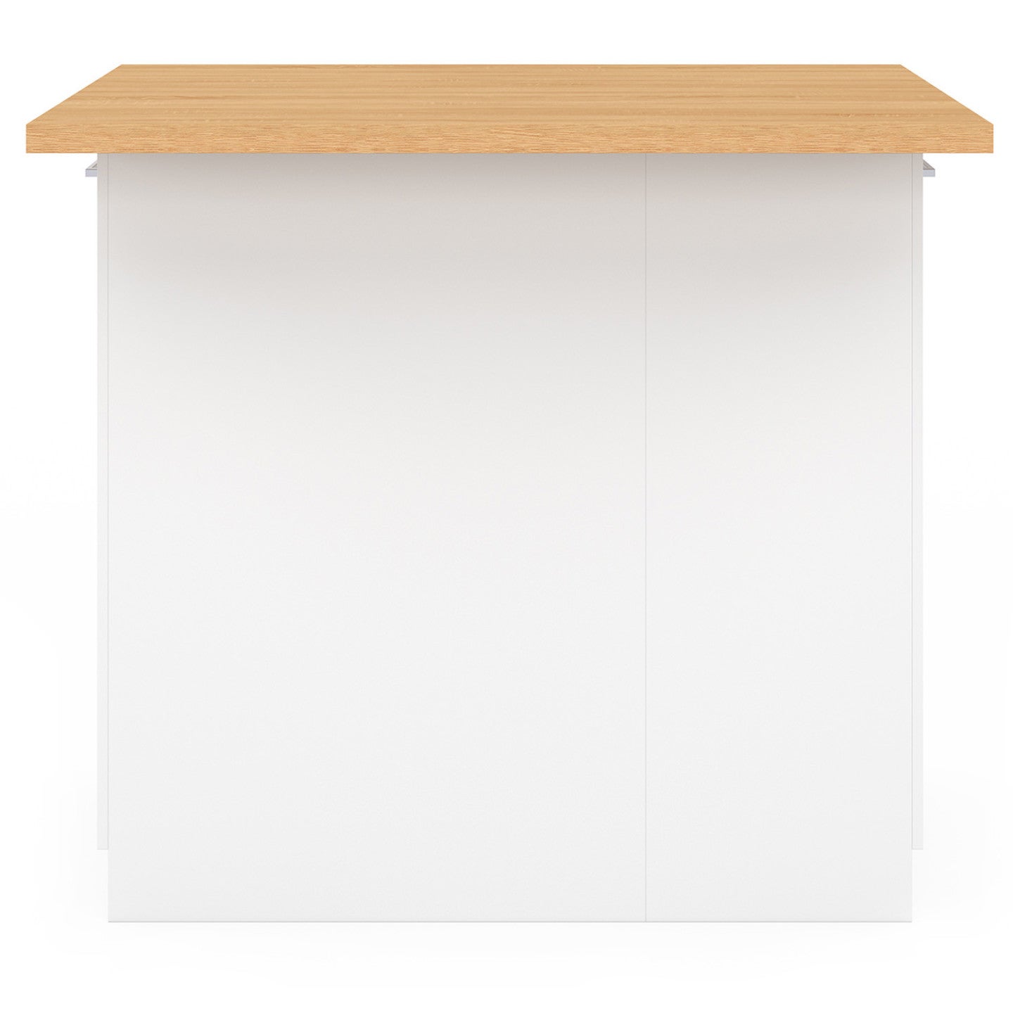 Ilot central IVO 100 cm blanc avec plan de travail façon hêtre - 3