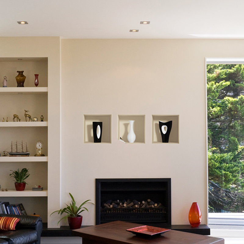 Pegatina de 3d florero moderno - adhesivo de pared - revestimiento sticker mural decorativo - 30x90cm