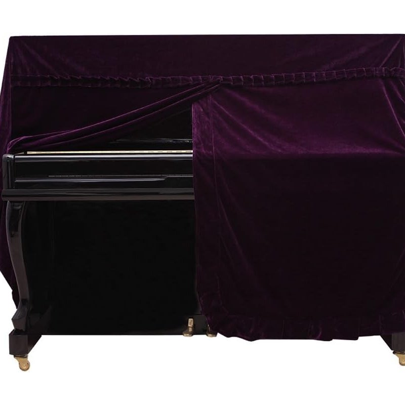 Pokrowiec na pianino, pokrowiec na pianino ze złotego aksamitu, fioletowy, wymiary: 152 x 60 x 110 cm