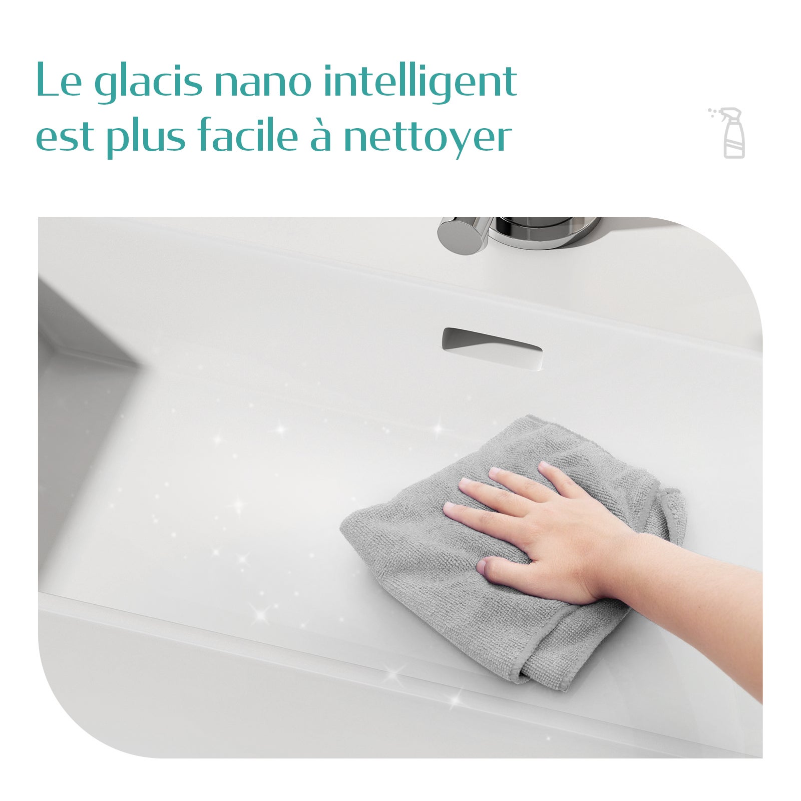 EMKE Vasque à Poser en Céramique rectangulaire 51,5 x 36 x 13 cm à trou pour robinet - Blanc brillant - 3